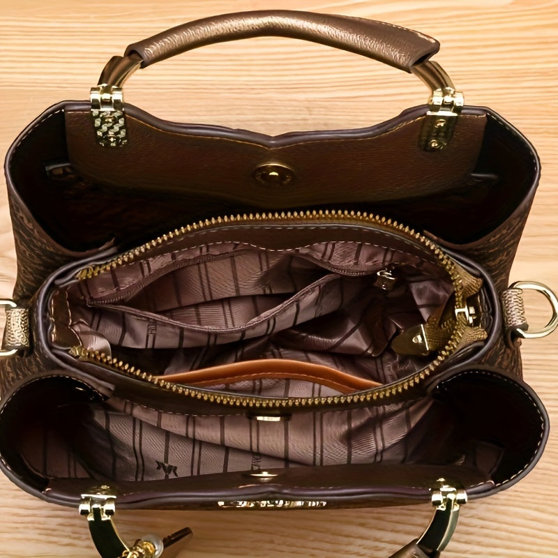 Modische Damen-Tasche, im Vintage-Casual-Stil, aus PU-Material, vielseitige Handtasche mit Schultergurt