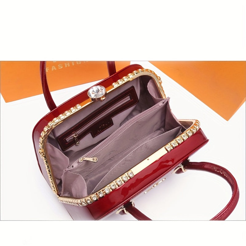 Elegante Design-Handtasche, Klassische Aufbewahrungstasche, Stilvolle Damentasche Mit Strass-Dekor