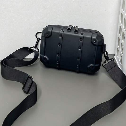 Stylische Rivet Box Bag, trendige Brusttasche für Männer, Umhängetasche mit abnehmbarem Schultergurt, kleine quadratische Schultertasche für den täglichen Gebrauch