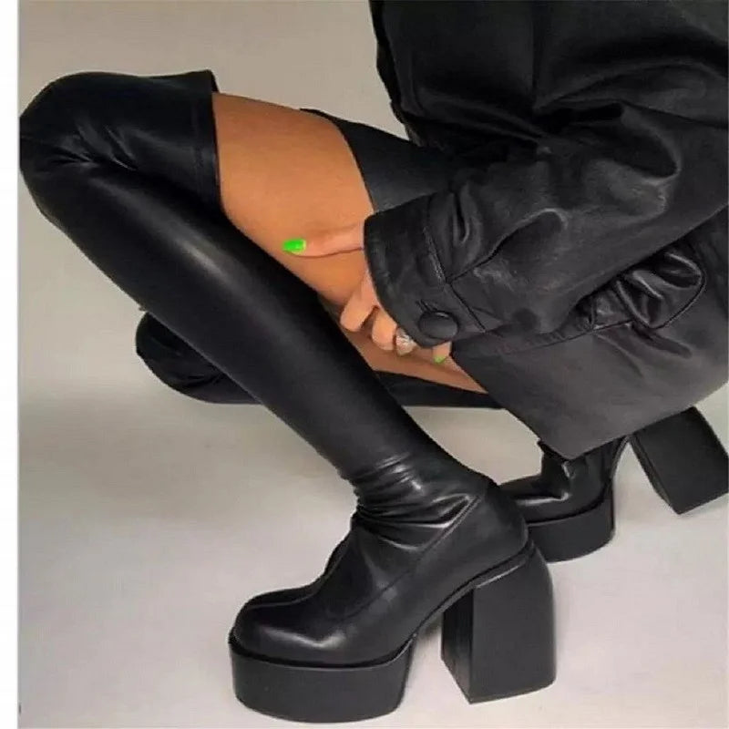 Autumn Winter Boots For Woman Knee Shoes On Platform