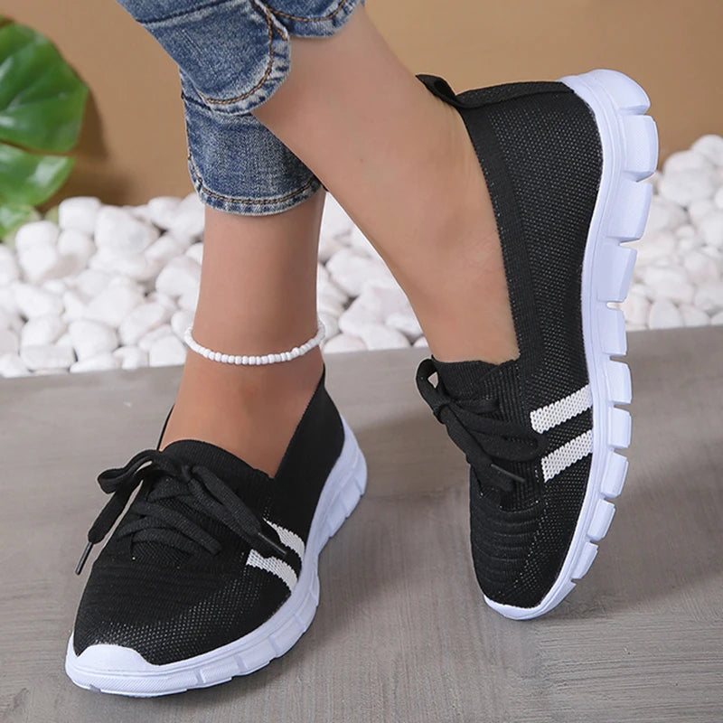 LEISURE Frauen Sommer Lace Up Casual Sneakers Frau Atmungsaktive Weiche Sohle