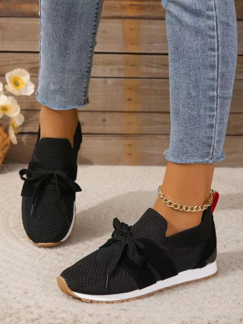 Brown Knit Breathable Women Sneakers Shoes