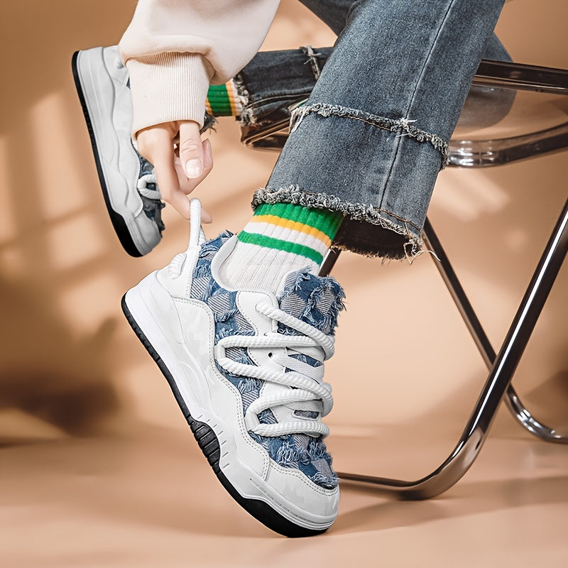 Damen Quasten Verzierte Plateau-Sneaker, Lässige Schnürschuhe Für Draußen, Bequeme Flache Schuhe