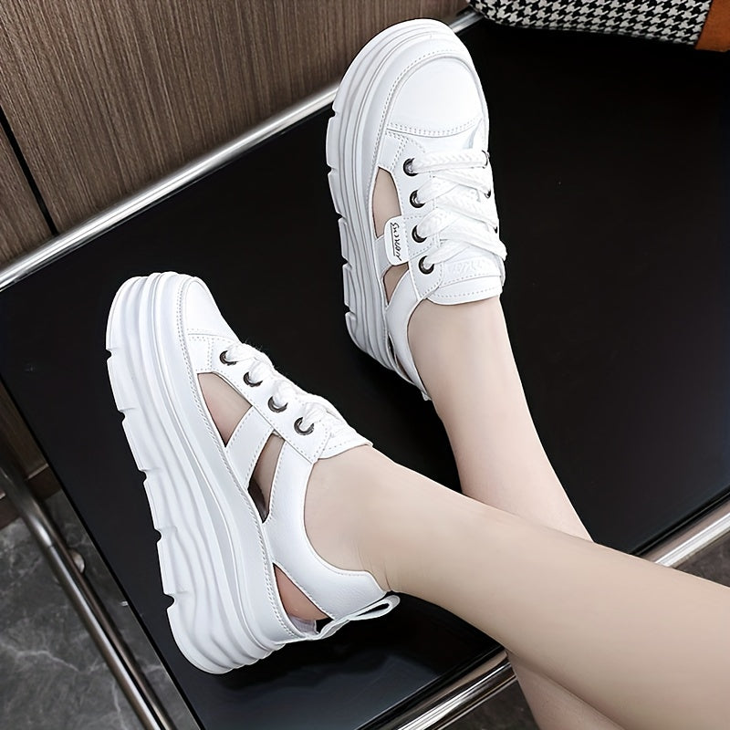 Damen Sneaker Mit Ausgefallenem Design, Lässige Schnürschuhe Für Draußen, Bequeme Flache Schuhe